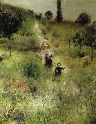 Pierre Auguste Renoir uppfor backen genom hogt gras USA oil painting artist